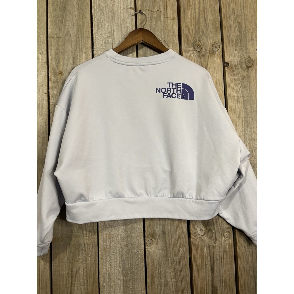 The‎ North Face Women's Cropped Crewneck Sweatshirt M Light BlueLogo Pullover - Picture 2 of 7